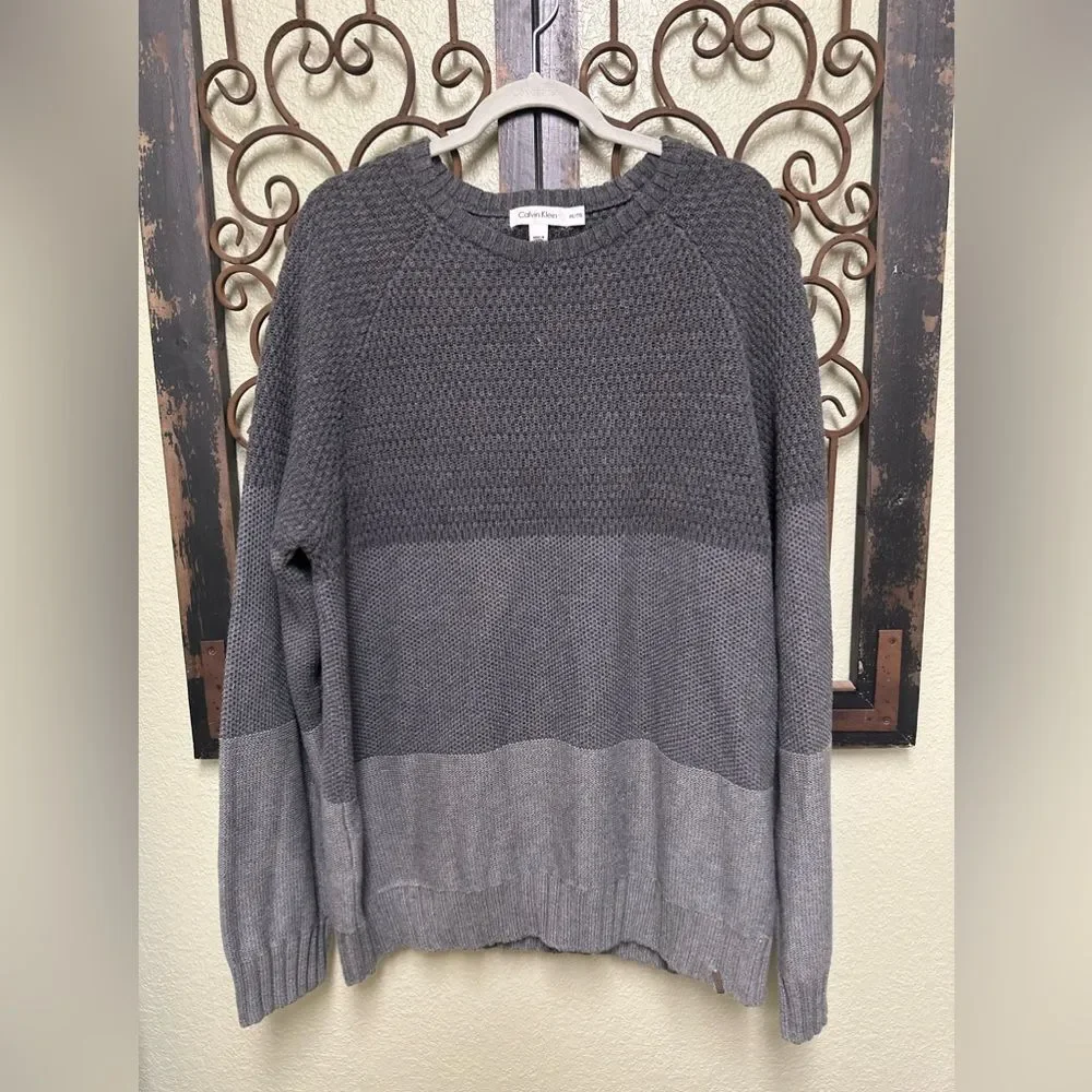 Calvin Klein grey block knit sweater